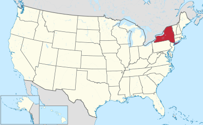 USA map showing location of NY state